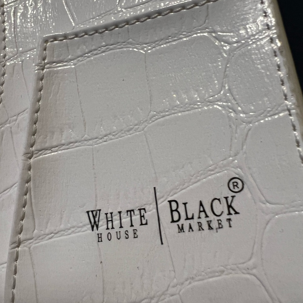 White House Black Market Croc Embossed Travel Wallet in White
